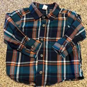 Old Navy Plaid Flannel Button Up Shirt 18-24 month